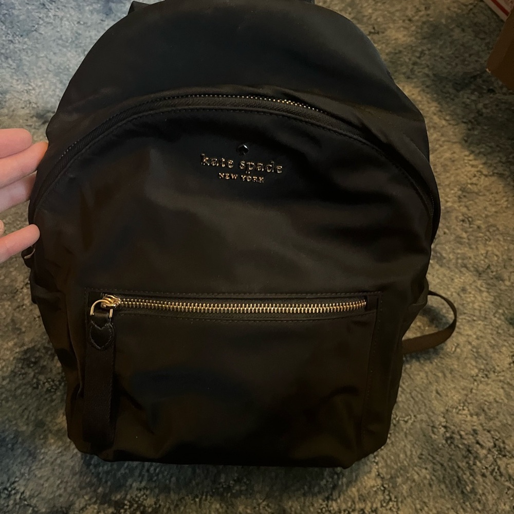 Kate Spade ♠️ Chelsea Black Nylon Backpack with Gold Hardware